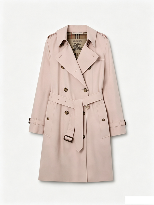 Burberry Double Breasted Trench Coat, Pale Pink
