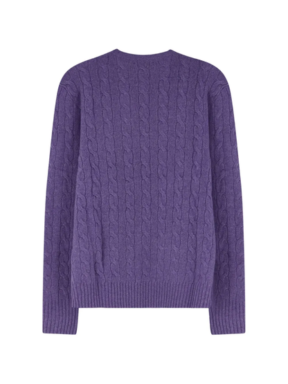 RALPH LAUREN Cable-Knit Wool-Cashmere Sweater Light Coronet Purple Heather