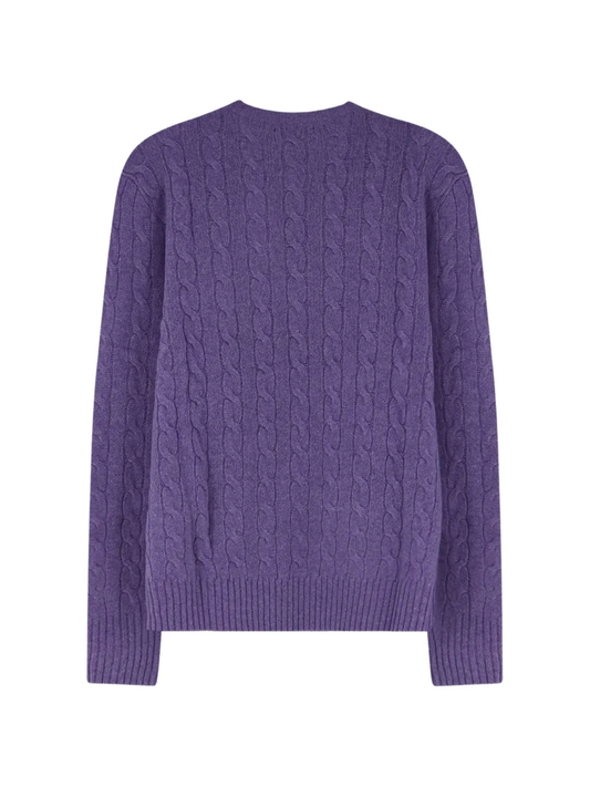 RALPH LAUREN Cable-Knit Wool-Cashmere Sweater Light Coronet Purple Heather