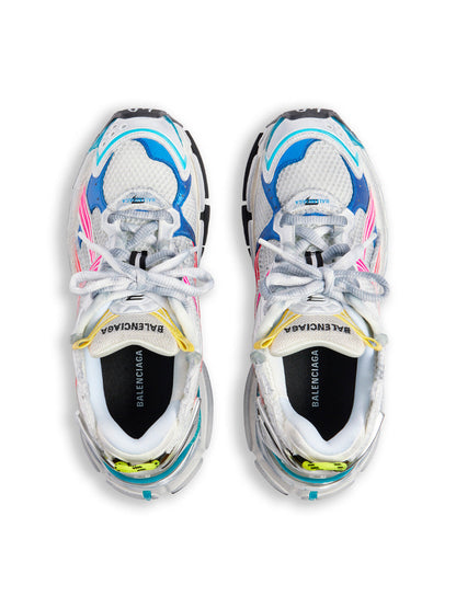 Balenciaga Women Mesh And Nylon Multicolor Worn-Out Effect Runner Sneakers