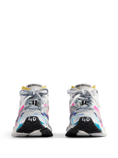 Balenciaga Women Mesh And Nylon Multicolor Worn-Out Effect Runner Sneakers