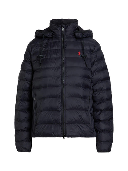 RALPH LAUREN WOMEN Water-Resistant Packable Hooded Jacket Polo Black