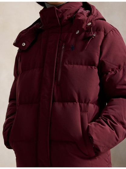 RALPH LAUREN WOMEN Mid-Weight Down Puffer Jacket Classic Wine