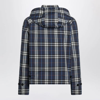 Burberry - Blue reversible cotton jacket with Check pattern