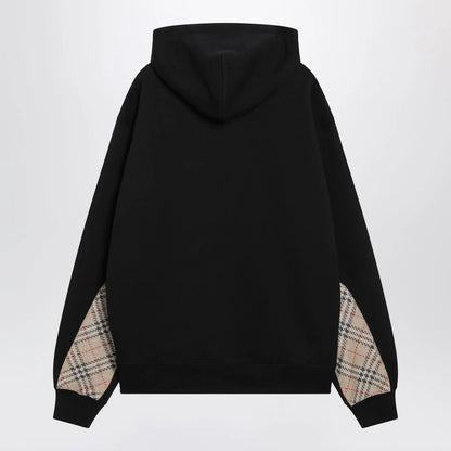 Burberry - Black sweatshirt with Check-pattern inserts