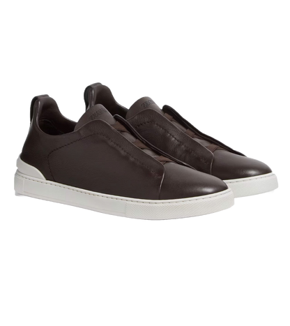 ZEGNA Triple Stitch Low-Top Sneaker Dark Brown