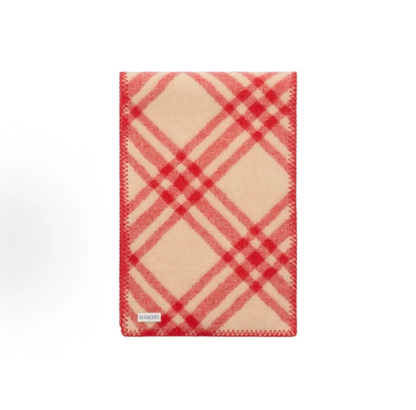 Burberry Women Wool Scarf, Equestrian Knight Logo, Crayon Red