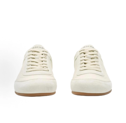 Burberry Knight Runner Suede Low-Top Sneakers, Cream White