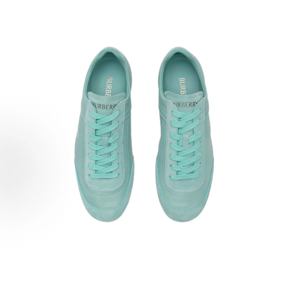 Burberry Knight Runner Suede Low‑Top Sneakers, Mint Green