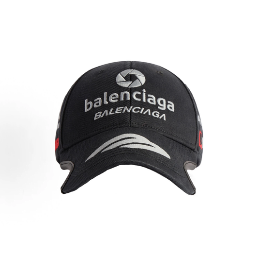 Balenciaga Racing Multi‑Patch Embroidered Baseball Cap Unisex Black