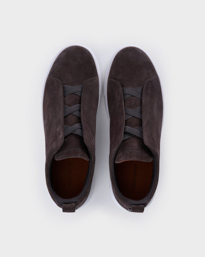 Brown Suede Triple Stitch Sneakers