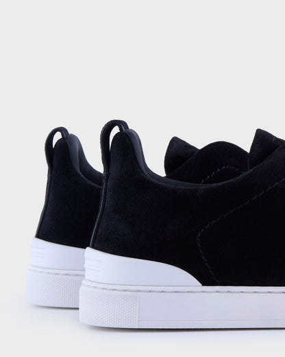 Black Suede Triple Stitch Sneakers