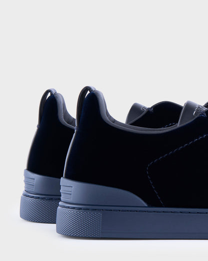 Midnight Blue Velvet Triple Stitch Sneakers