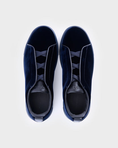 Midnight Blue Velvet Triple Stitch Sneakers