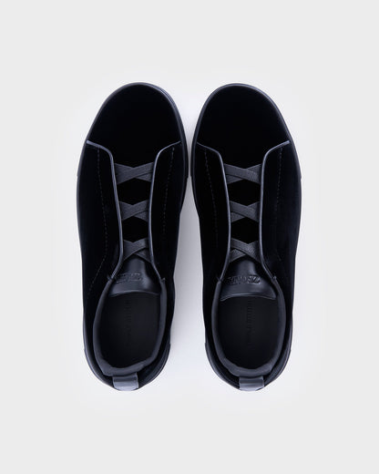 Black Velvet Triple Stitch Sneakers