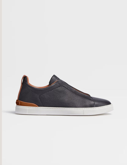 Triple Stitch Sneakers | Black Deerskin
