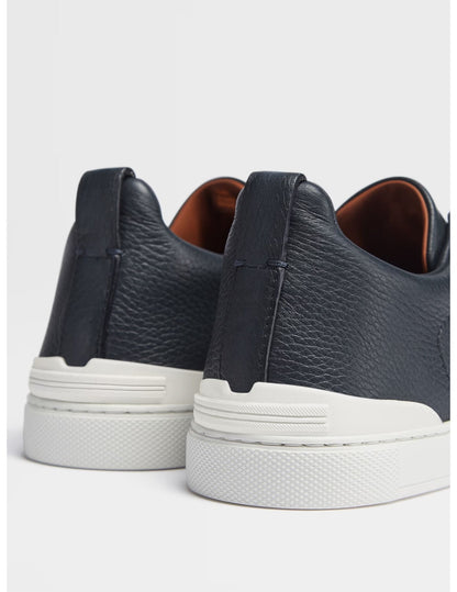 Triple Stitch Sneakers | Navy Blue Deerskin